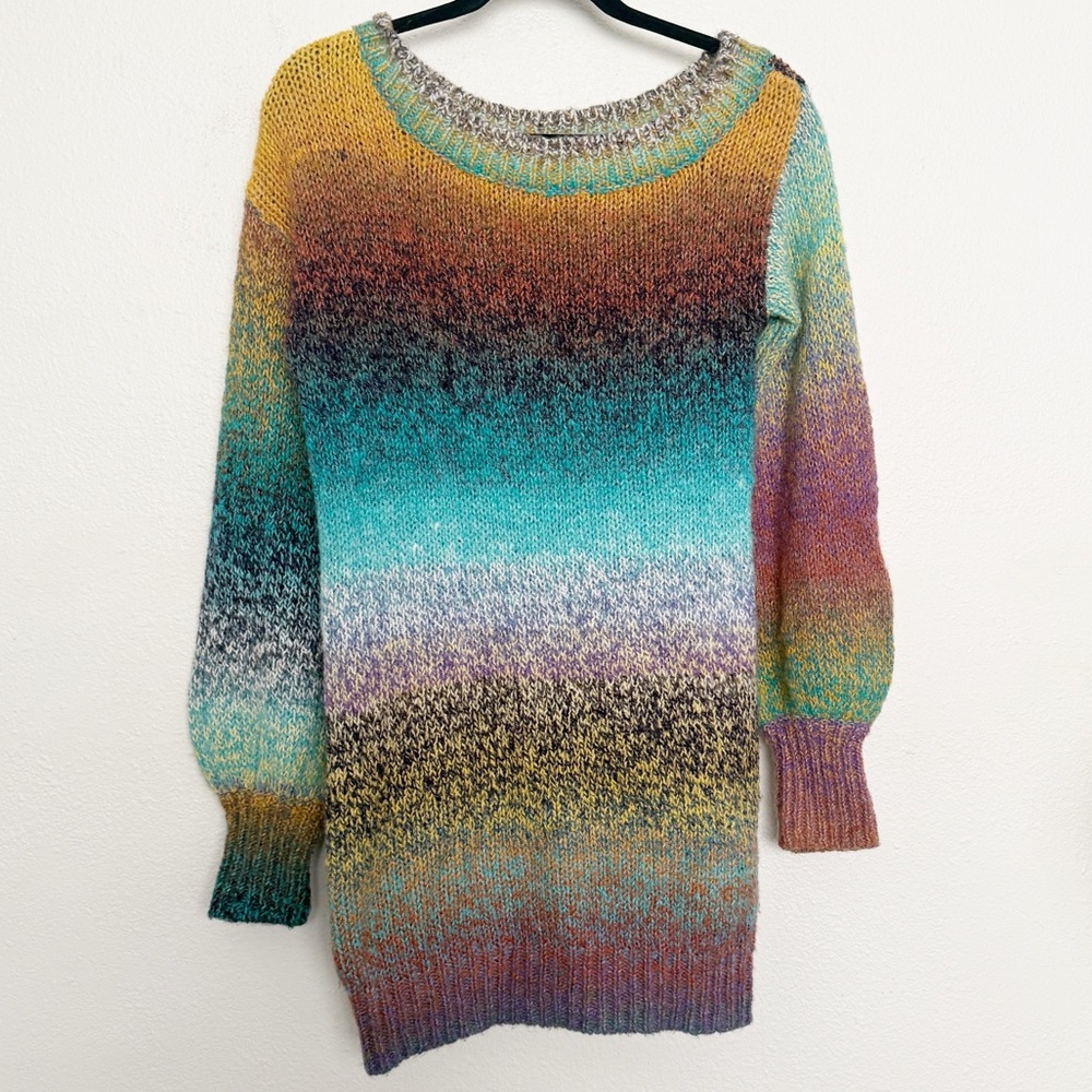 Multicolor Knit Ramy Brook Darla Off Shoulder Slouchy Sweater Mini Dress XS